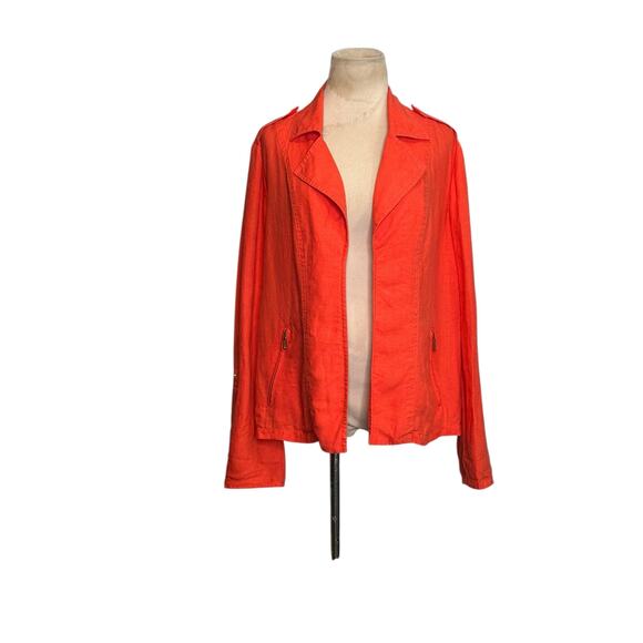 Chico’s orange linen open front moto jacket size 2 - large - Picture 15 of 15